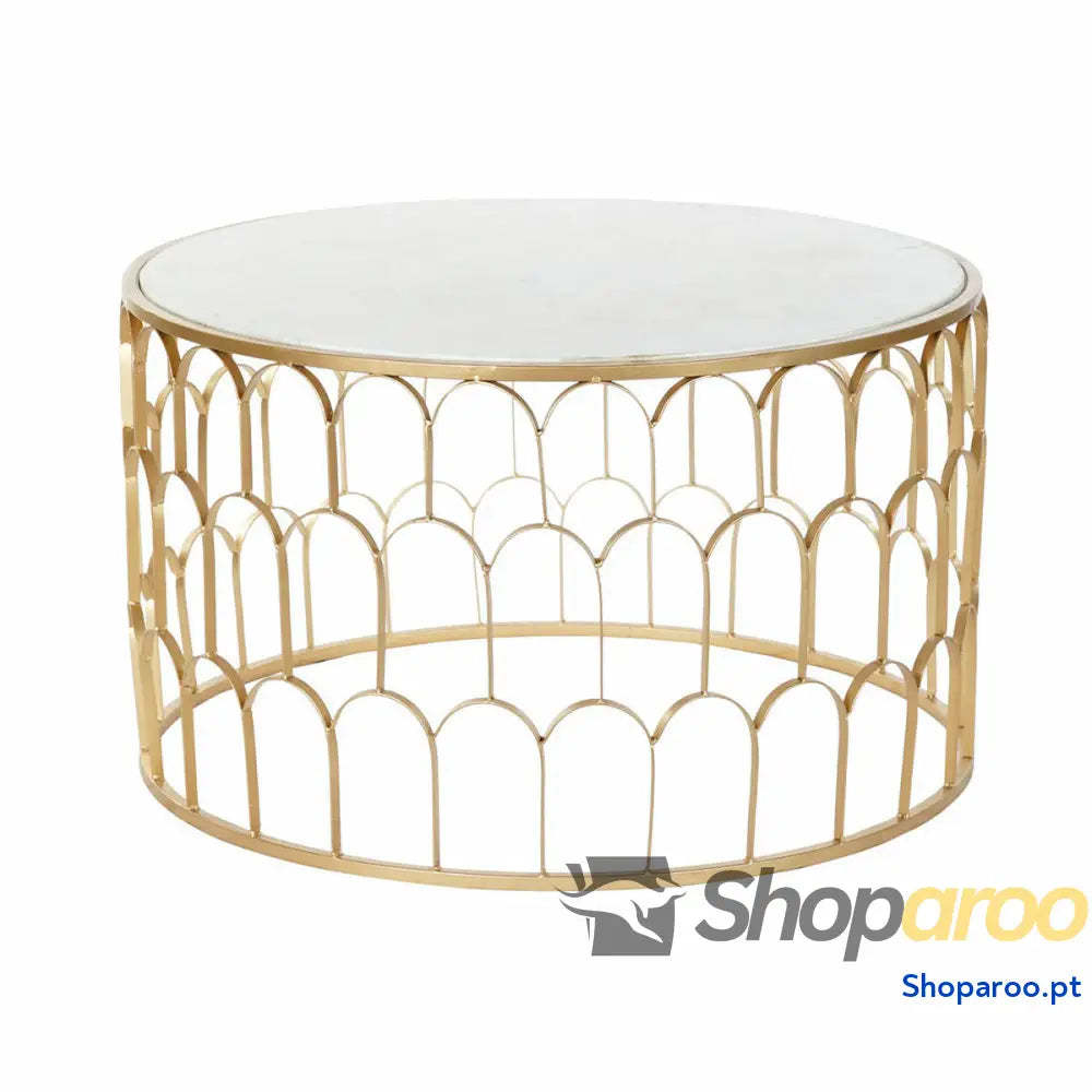 Mesa de Centro DKD Home Decor Glamour Branco Multicolor Dourado Mármore Ferro 87 x 51,5 cm