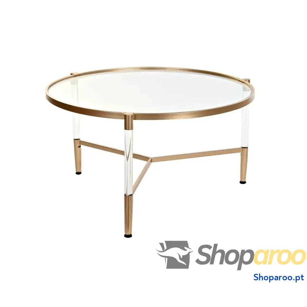 Mesa de Centro DKD Home Decor Glamour Transparente Dourado Acrílico Metal 87 x 87 x 50 cm