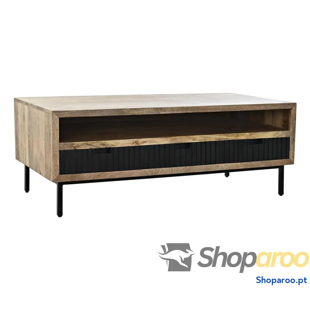 Mesa de Centro DKD Home Decor Preto Marrom claro Metal Madeira de mangueira 120 x 60 x 45 cm