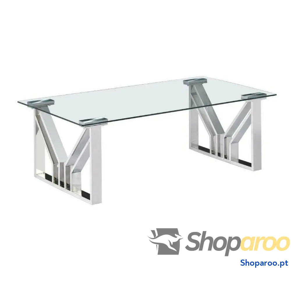 Mesa de Centro DKD Home Decor Transparente Cristal Aço 130 x 70 x 45 cm