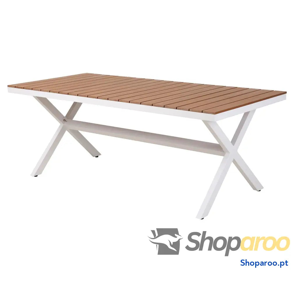 Mesa de Jantar DKD Home Decor Exterior Resina Alumínio 200 x 90 x 75 cm