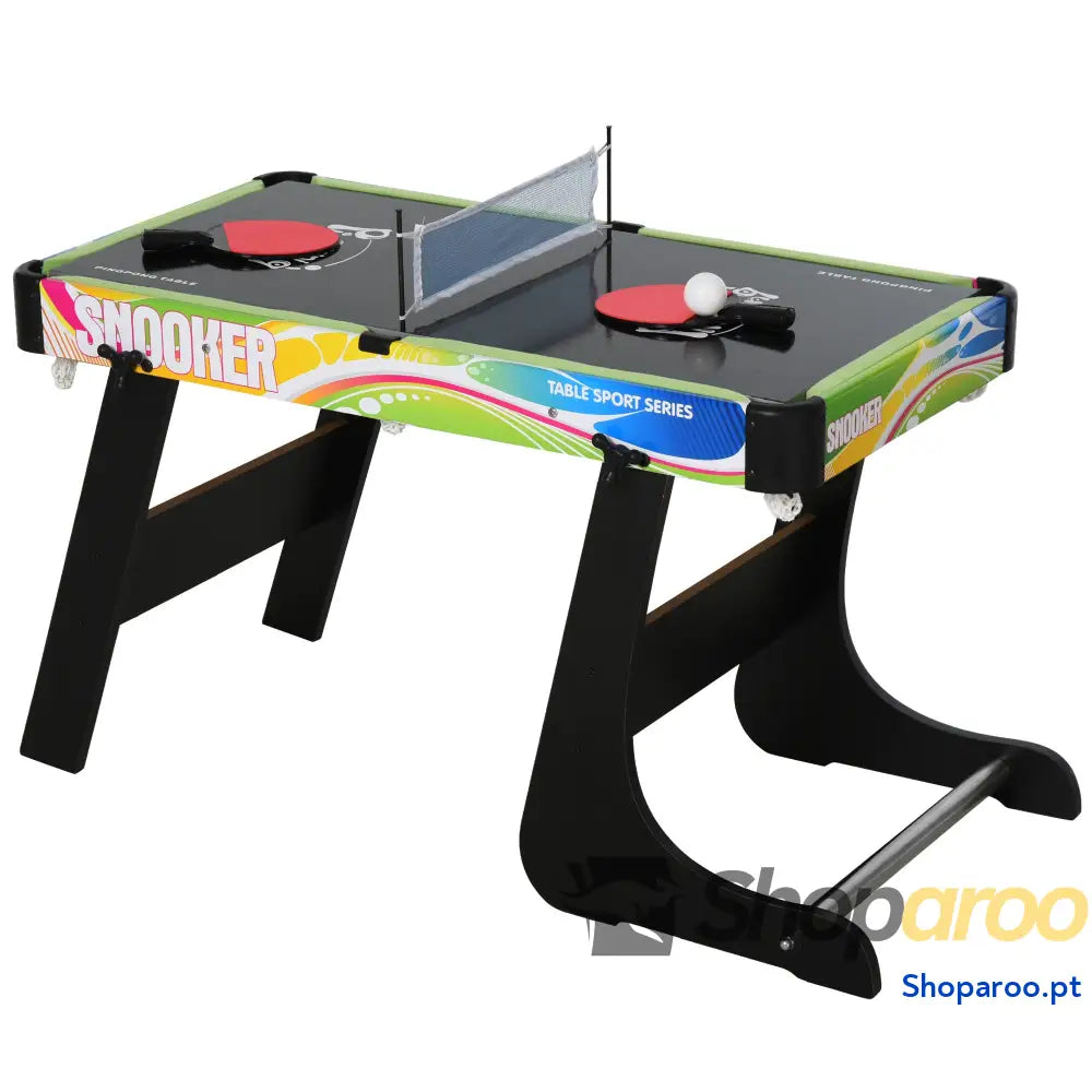 Mesa de Jogos Dobrável 4 em 1 Matraquilhos Hóquei Bilhar Pingue Pongue e Acessórios Incluídos 86,5x43,5x64 cm Multicor