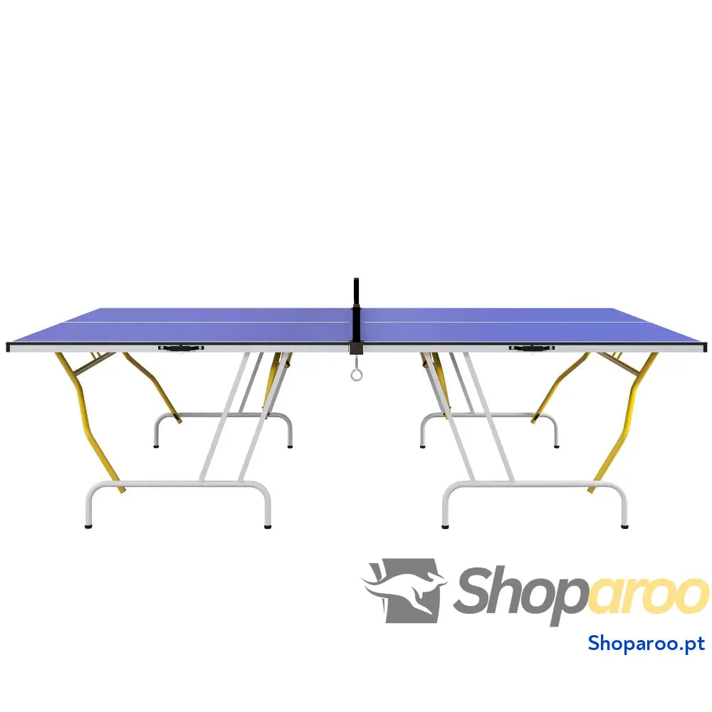 Mesa de Ping Pong Dobrável com Rede Apoio para os Pés Ajustáveis e Estrutura Aço Interior Exterior 274x152,5x76 cm Azul