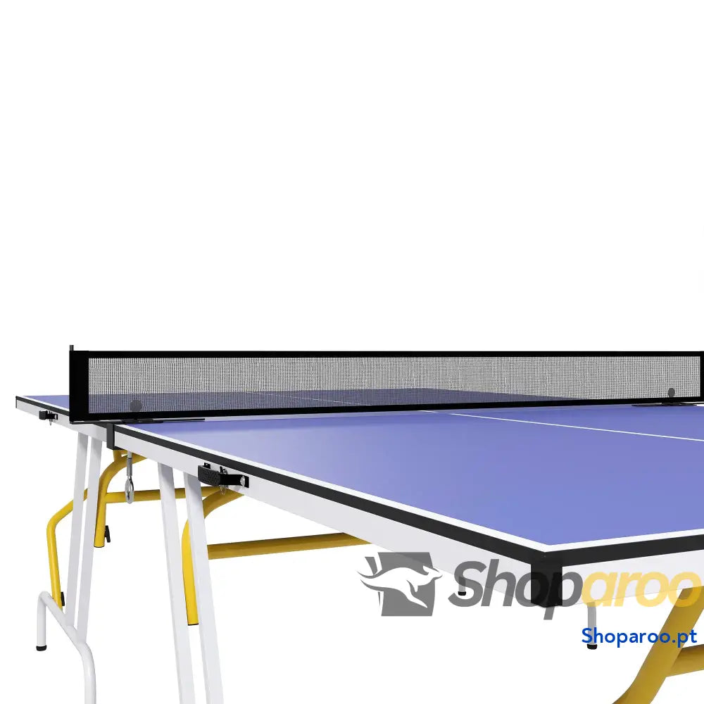 Mesa de Ping Pong Dobrável com Rede Apoio para os Pés Ajustáveis e Estrutura Aço Interior Exterior 274x152,5x76 cm Azul