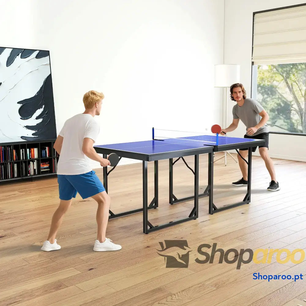 Mesa de Ping Pong Dobrável Profissional com Rede e Estrutura Aço para Interior Exterior 182x91x76 cm Azul