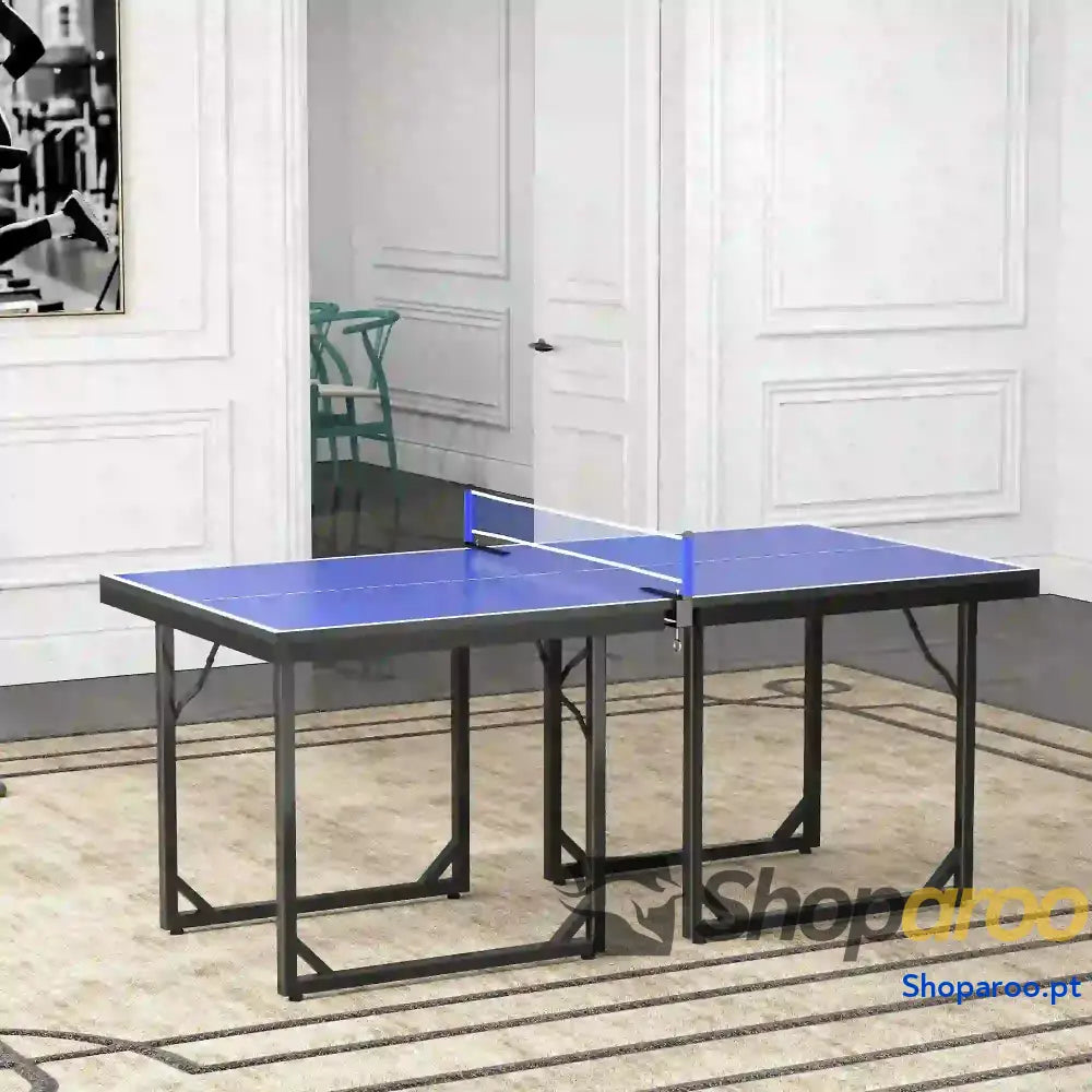Mesa de Ping Pong Dobrável Profissional com Rede e Estrutura Aço para Interior Exterior 182x91x76 cm Azul