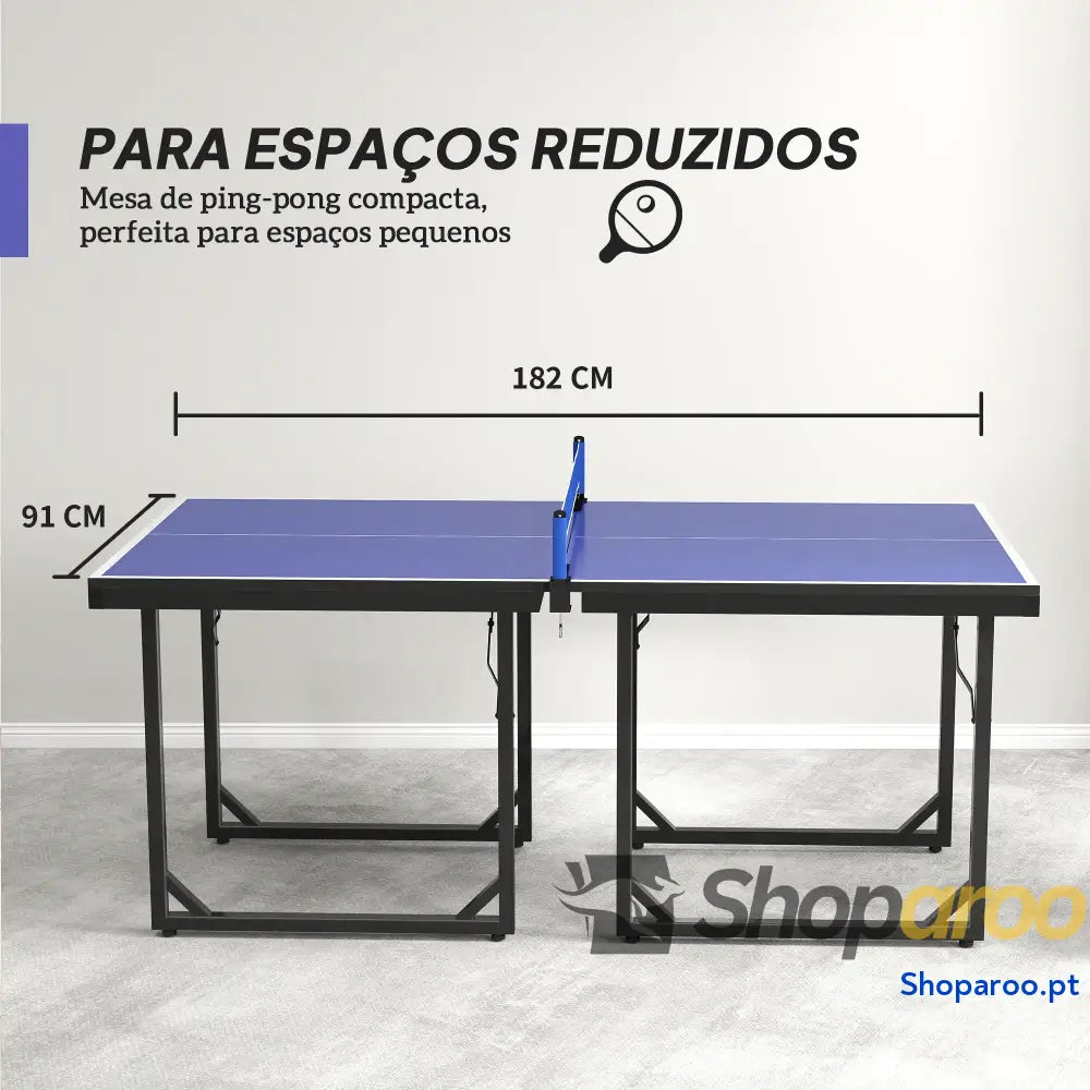 Mesa de Ping Pong Dobrável Profissional com Rede e Estrutura Aço para Interior Exterior 182x91x76 cm Azul