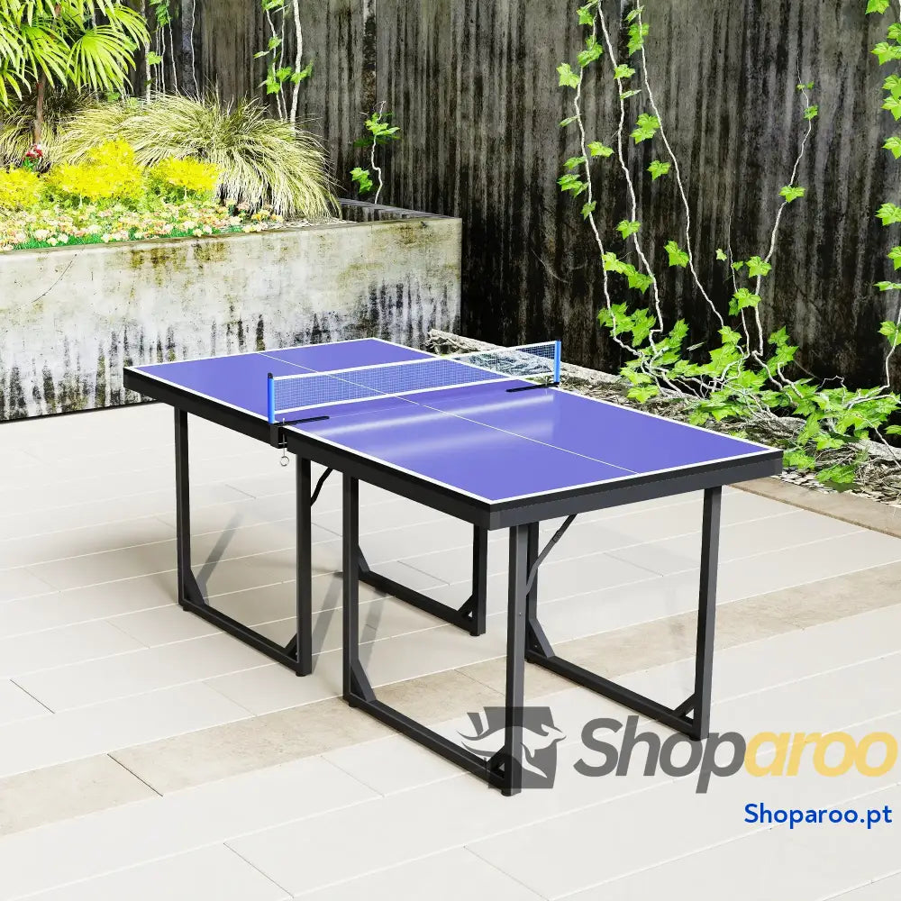 Mesa de Ping Pong Dobrável Profissional com Rede e Estrutura Aço para Interior Exterior 182x91x76 cm Azul