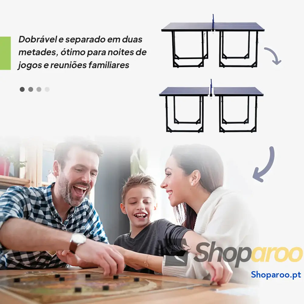 Mesa de Ping Pong Dobrável Profissional com Rede e Estrutura Aço para Interior Exterior 182x91x76 cm Azul