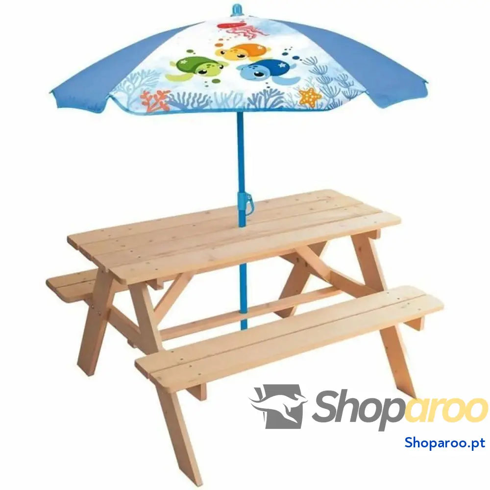 Mesa de piquenique Fun House Castanho Parasol (125 x ø 100 cm)