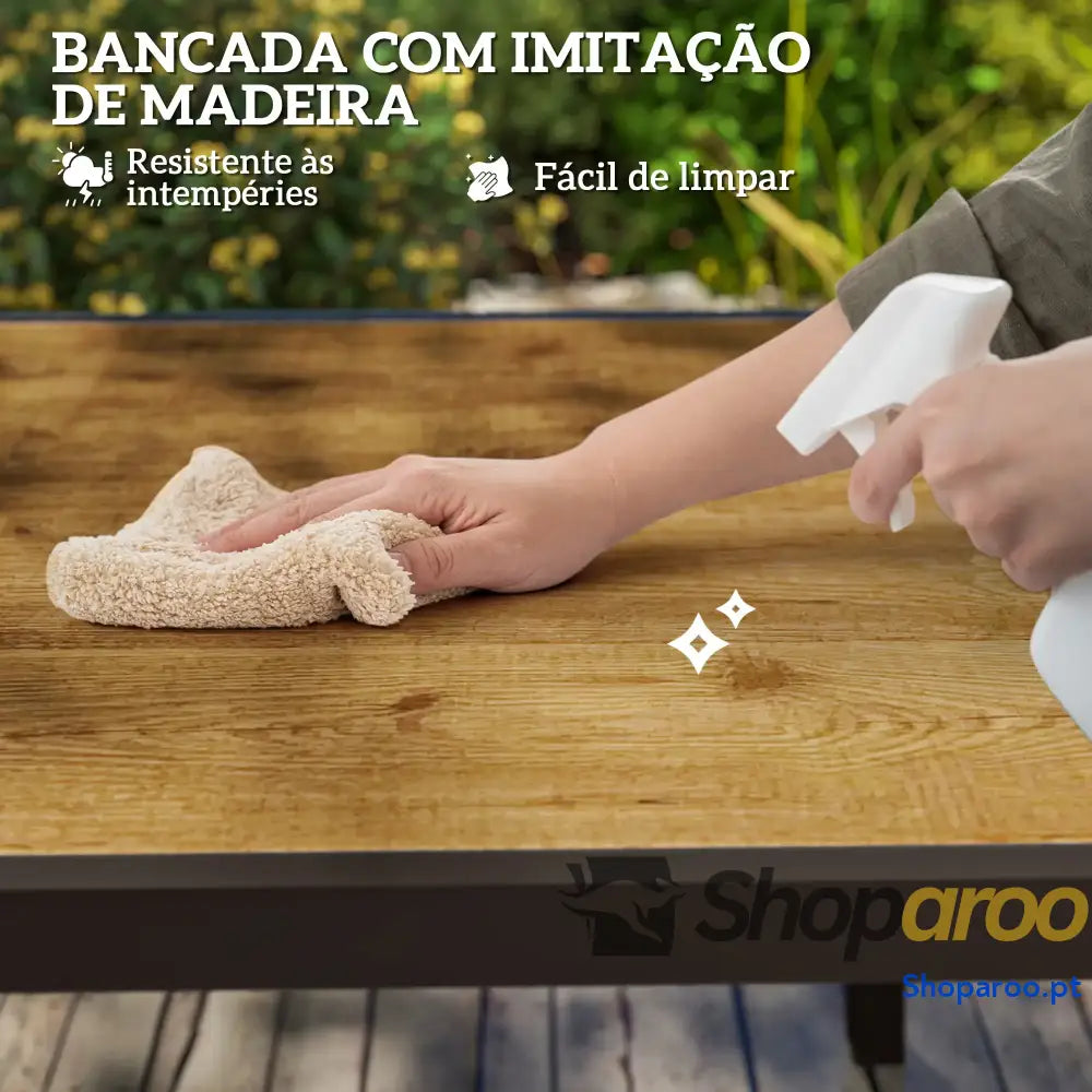 Mesa de Refeição Extensível Jardim Ajustável com Bordo Alumínio para 6-8 Pessoas 160/240x90x74 cm Marrom