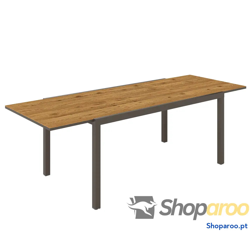 Mesa de Refeição Extensível Jardim Ajustável com Bordo Alumínio para 6-8 Pessoas 160/240x90x74 cm Marrom
