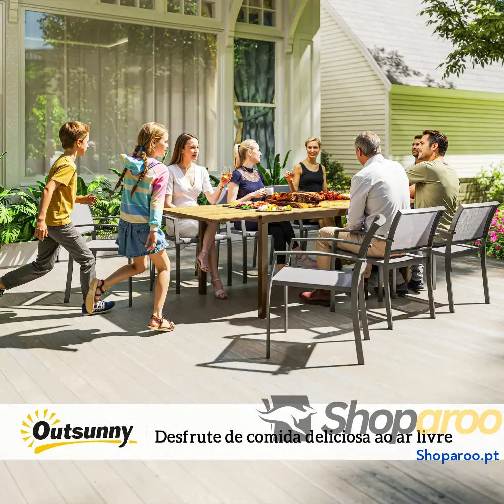 Mesa de Refeição Extensível Jardim Ajustável com Bordo Alumínio para 6-8 Pessoas 160/240x90x74 cm Marrom