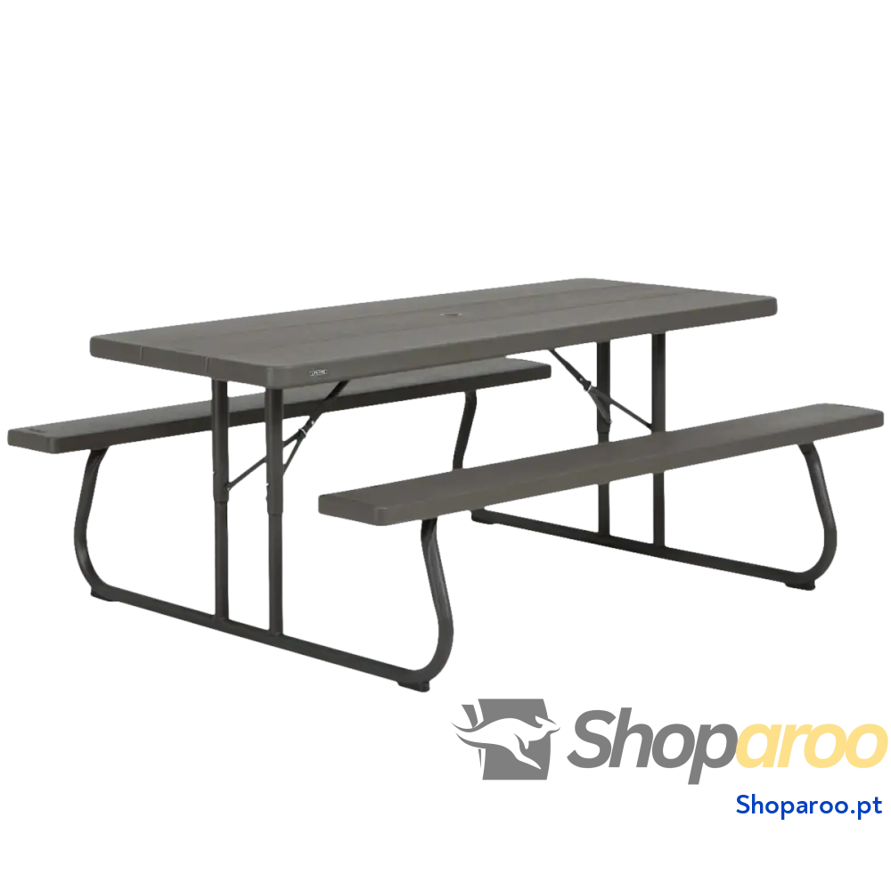 Mesa Dobrável Lifetime Madeira Castanho Picnic Aço Plástico 183 x 74 x 145 cm