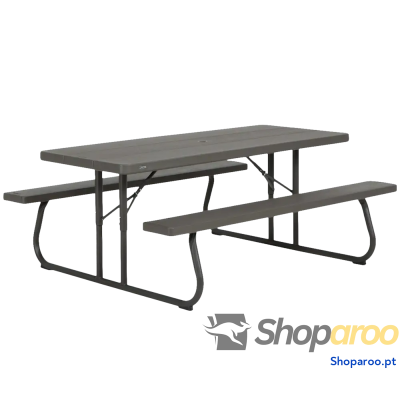 Mesa Dobrável Lifetime Madeira Castanho Picnic Aço Plástico 183 x 74 x 145 cm
