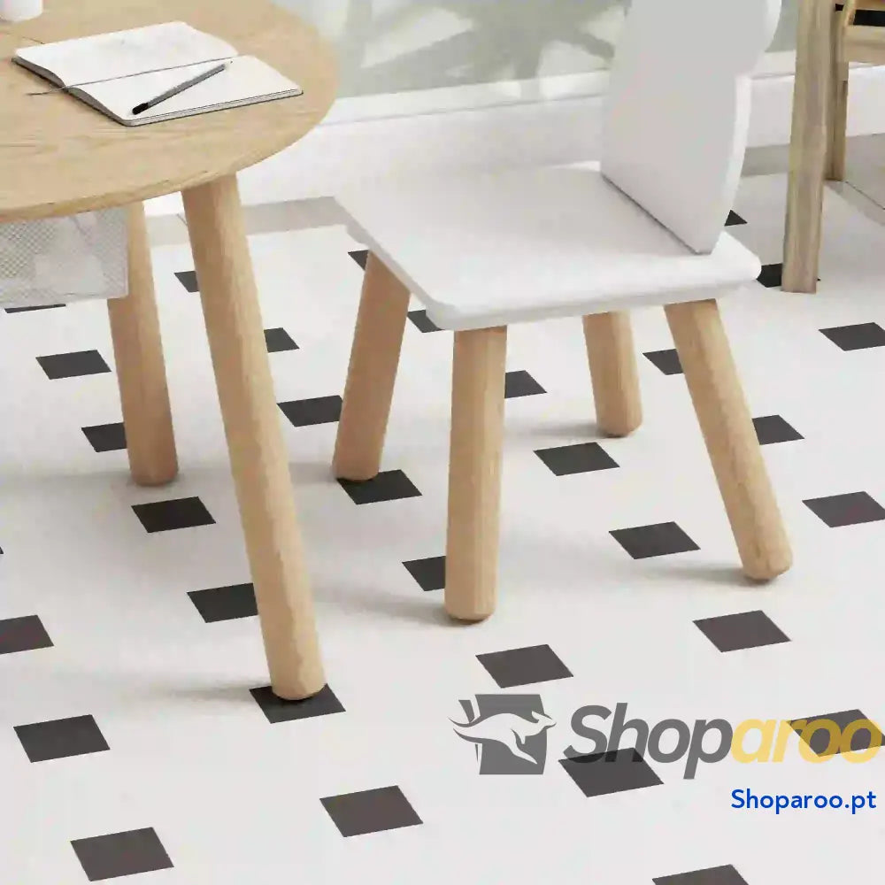 Mesa Infantil com 2 Cadeiras Espaço de Arrumação para Crianças 3-6 Anos Sala Jogos Dormitório Madeira e Branco