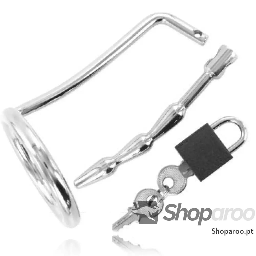 METAL HARD - ANEL DE TESTÍCULO COM PLUG DE CASTIDADE URETRAL
