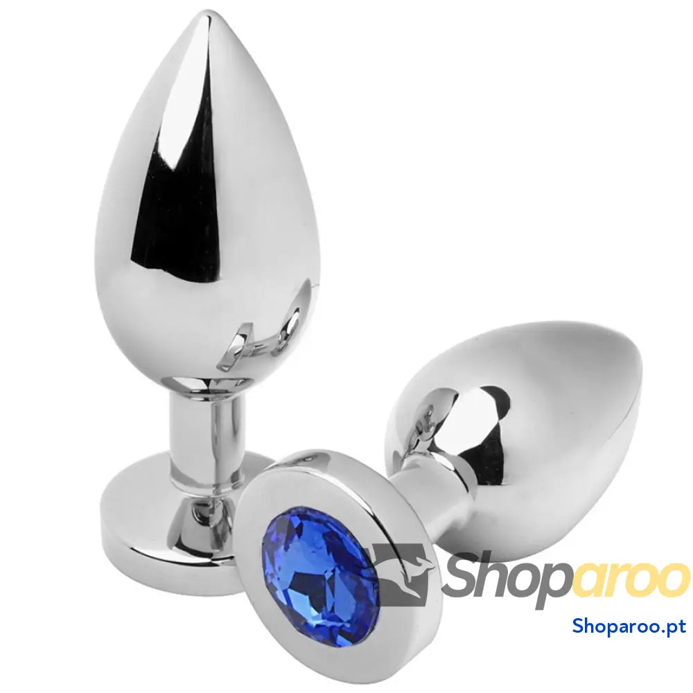 METAL HARD - PLUG ANAL DIAMANTE AZUL PEQUENO 5,71CM