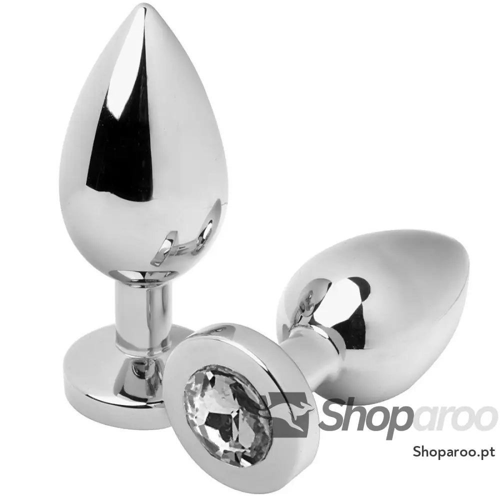 METAL HARD - PLUG ANAL DIAMANTE MÉDIO TRANSPARENTE 7,62CM