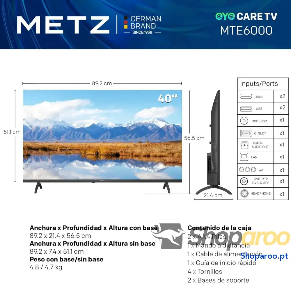Metz TV 40’’ Full HD Google com Eyecare HDR10 e Dolby Audio