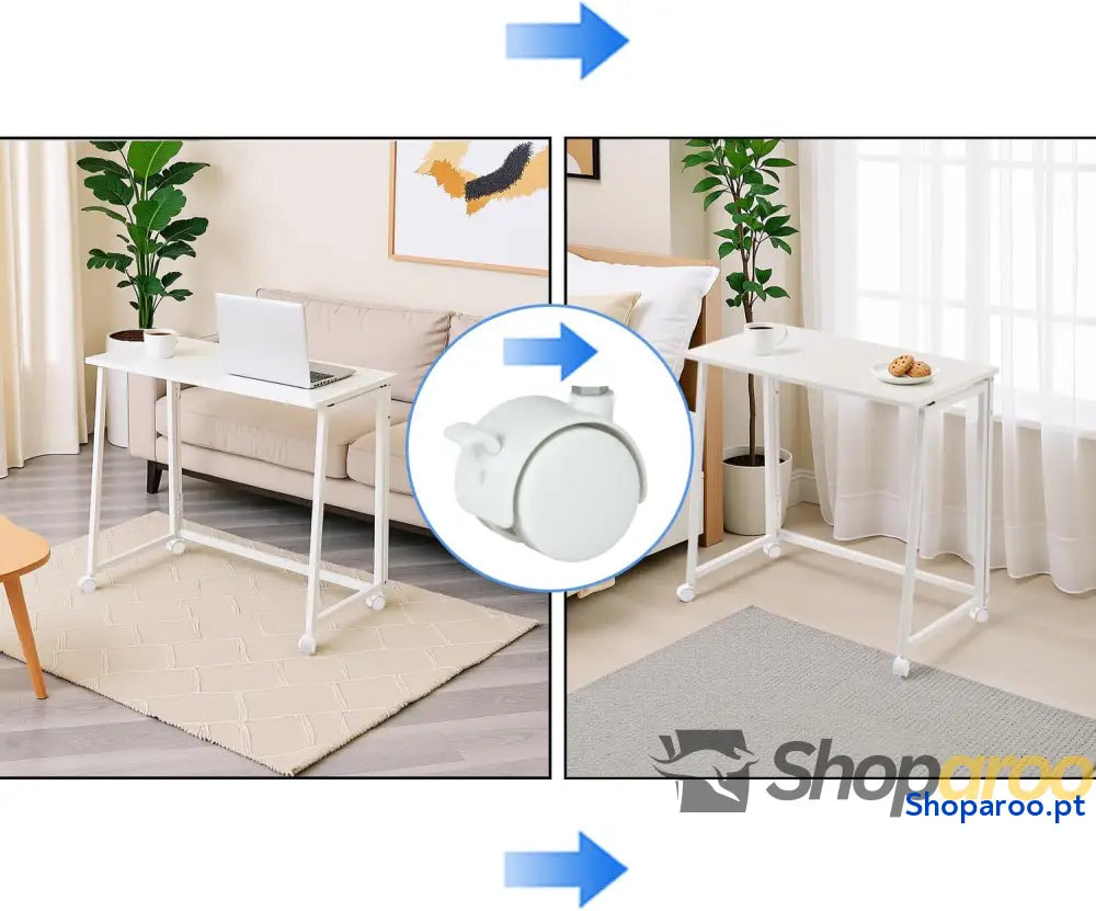 MEUBLE COSY Escritorio Plegable con Ruedas Mesa de Ordenador para Ahorrar Espacio Oficina Hogar Estudio Estructura
