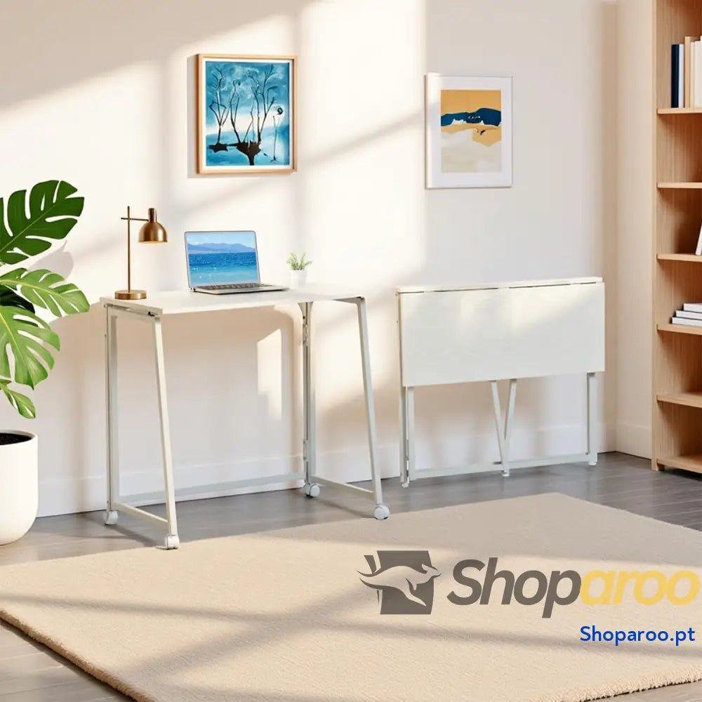 MEUBLE COSY Escritorio Plegable con Ruedas Mesa de Ordenador para Ahorrar Espacio Oficina Hogar Estudio Estructura
