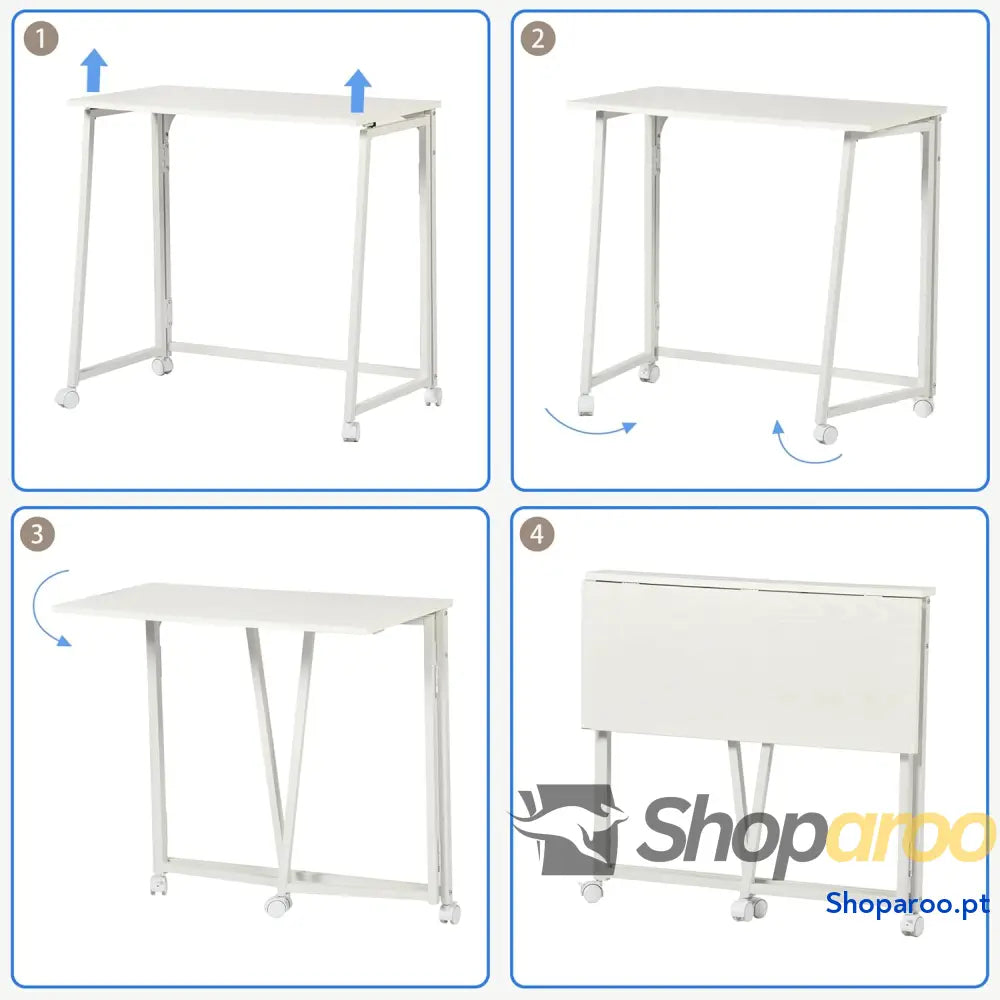 MEUBLE COSY Escritorio Plegable con Ruedas Mesa de Ordenador para Ahorrar Espacio Oficina Hogar Estudio Estructura