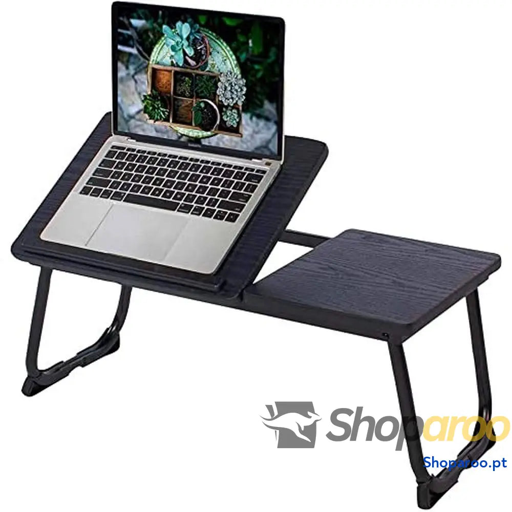 MEUBLE COSY Mesa de cama con soporte para ordenador portátil plegable (altura regulable tablero acabado roble base