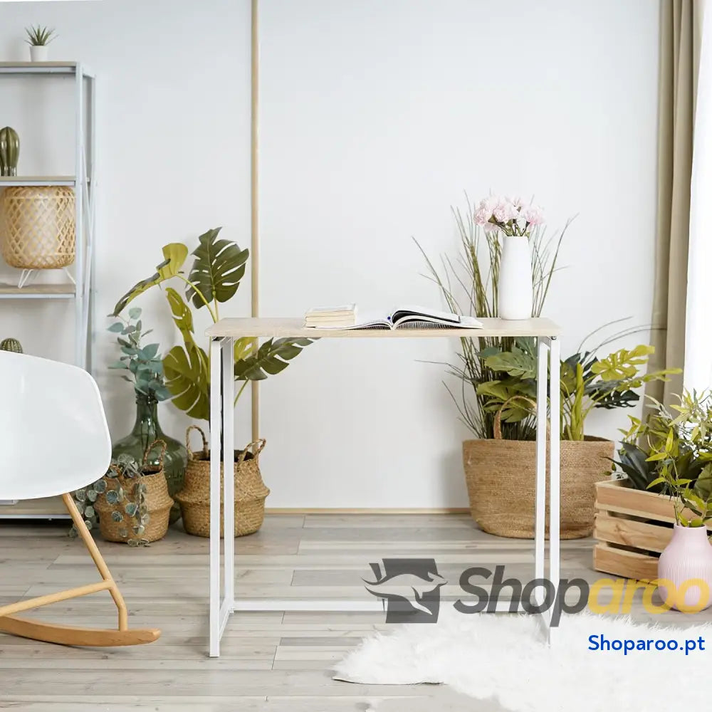 MEUBLE COSY Secretária dobrável mesa de estilo computador industrial para economia espaço com moldura aço montagem