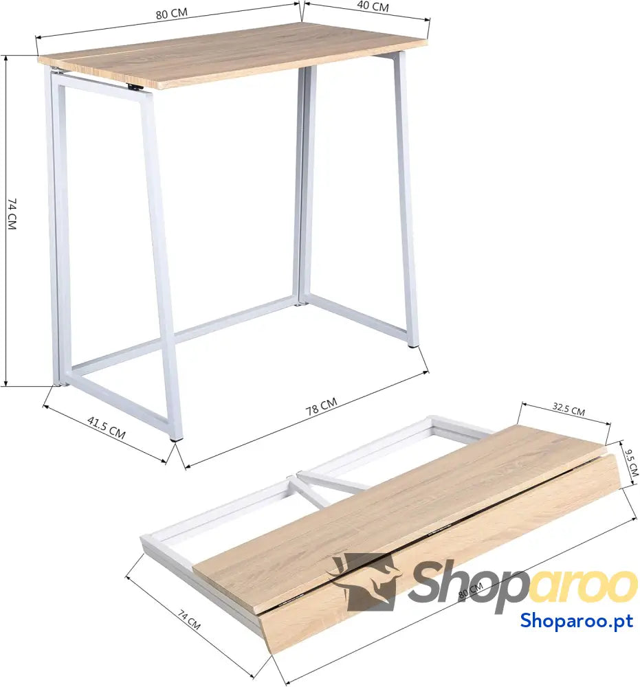 MEUBLE COSY Secretária dobrável mesa de estilo computador industrial para economia espaço com moldura aço montagem