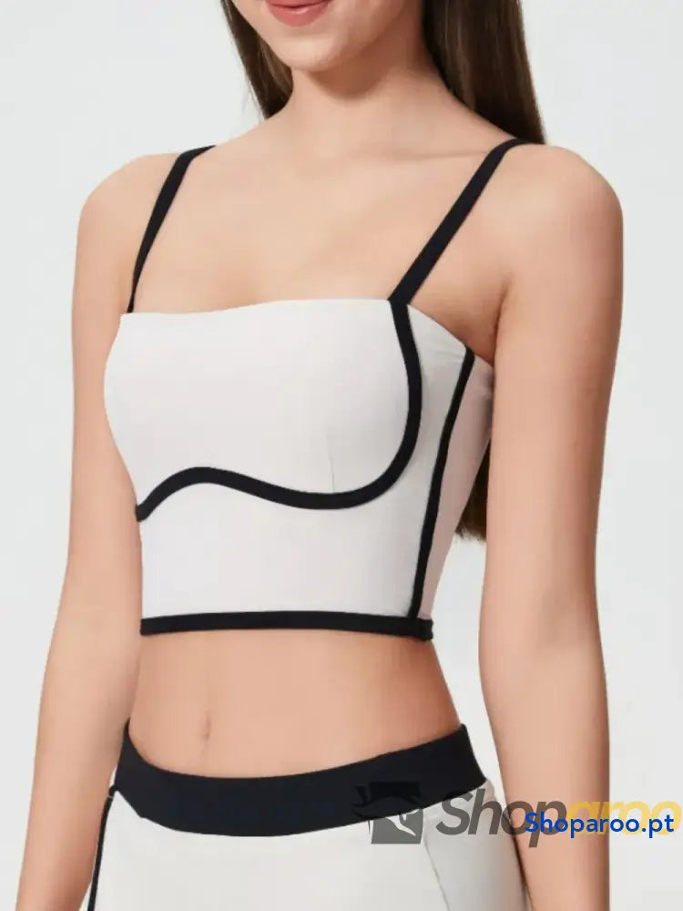 Millennia Contrast Trim Square Neck Active Cami with Detachable Chest Pads