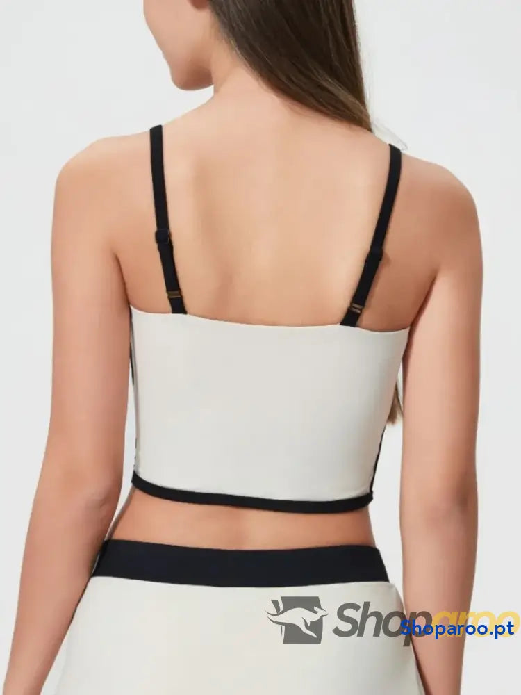 Millennia Contrast Trim Square Neck Active Cami with Detachable Chest Pads