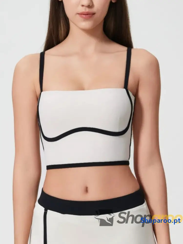 Millennia Contrast Trim Square Neck Active Cami with Detachable Chest Pads