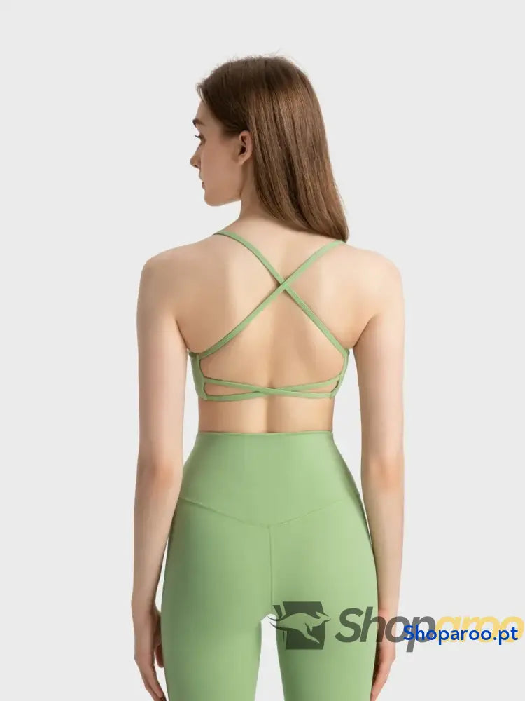 Millennia Crisscross Back Scoop Neck Active Cami with Detachable Chest Pads