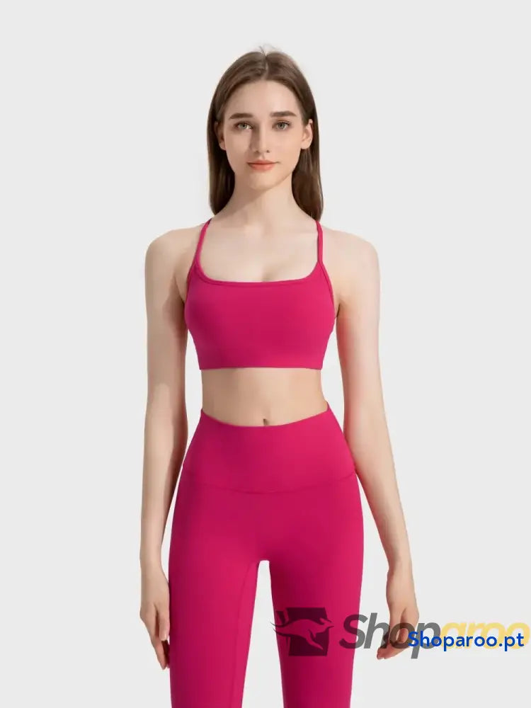 Millennia Crisscross Back Scoop Neck Active Cami with Detachable Chest Pads