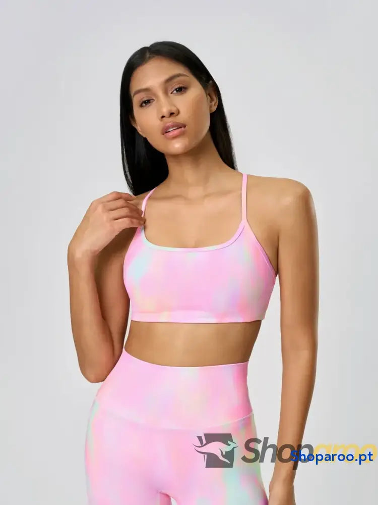Millennia Crisscross Back Scoop Neck Active Cami with Detachable Chest Pads