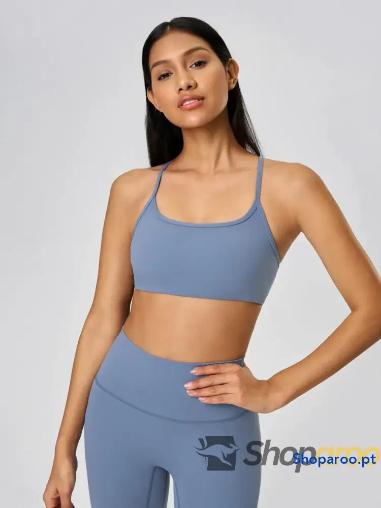 Millennia Crisscross Back Scoop Neck Active Cami with Detachable Chest Pads
