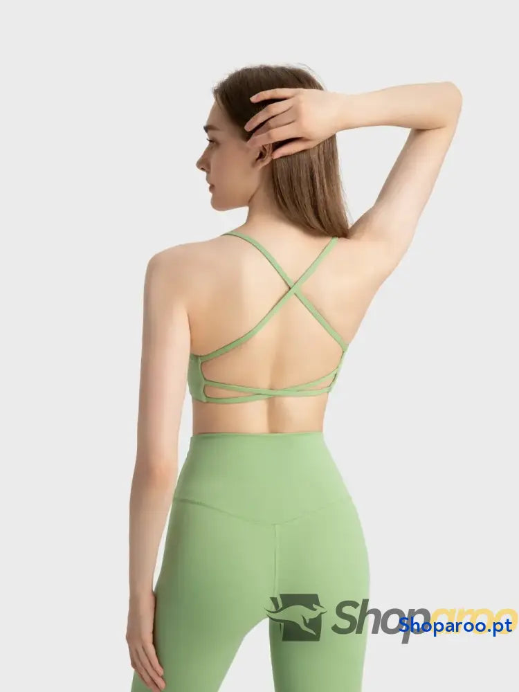 Millennia Crisscross Back Scoop Neck Active Cami with Detachable Chest Pads