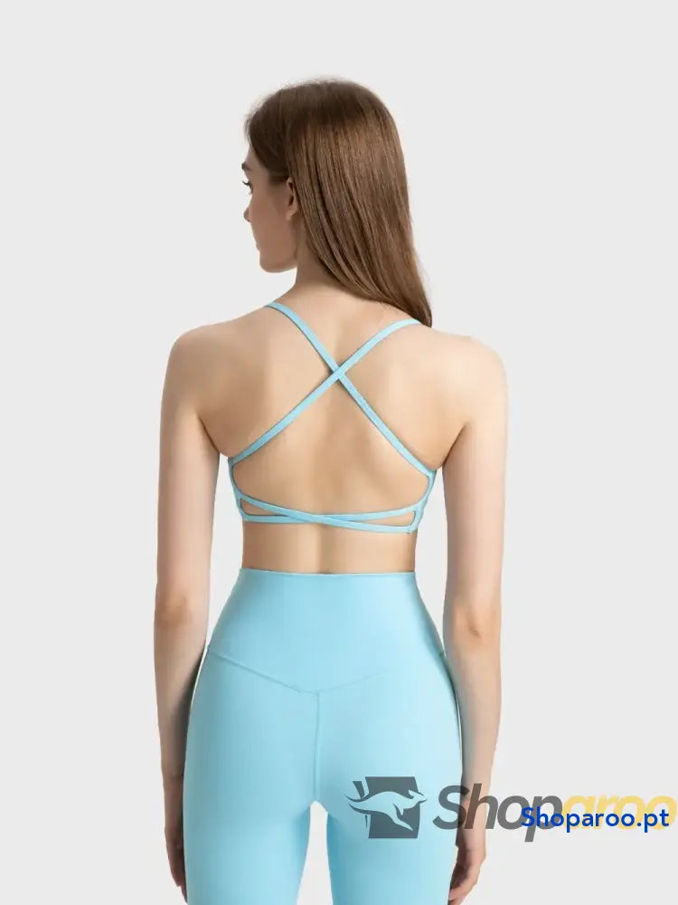 Millennia Crisscross Back Scoop Neck Active Cami with Detachable Chest Pads