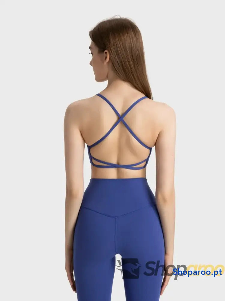 Millennia Crisscross Back Scoop Neck Active Cami with Detachable Chest Pads