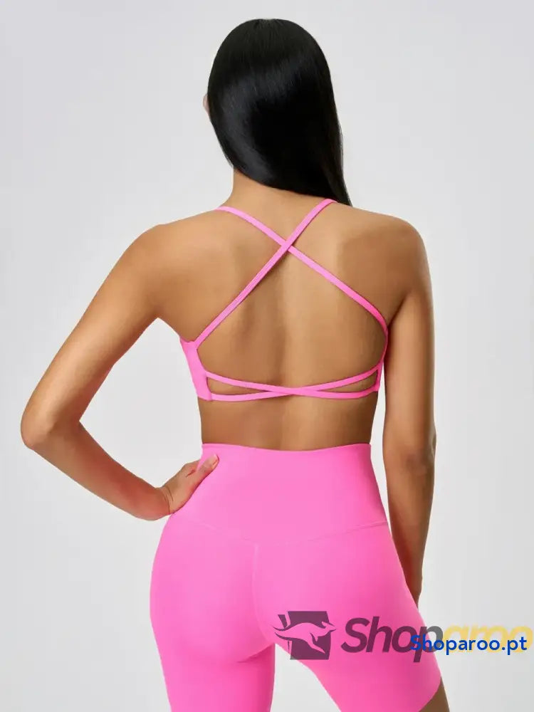 Millennia Crisscross Back Scoop Neck Active Cami with Detachable Chest Pads