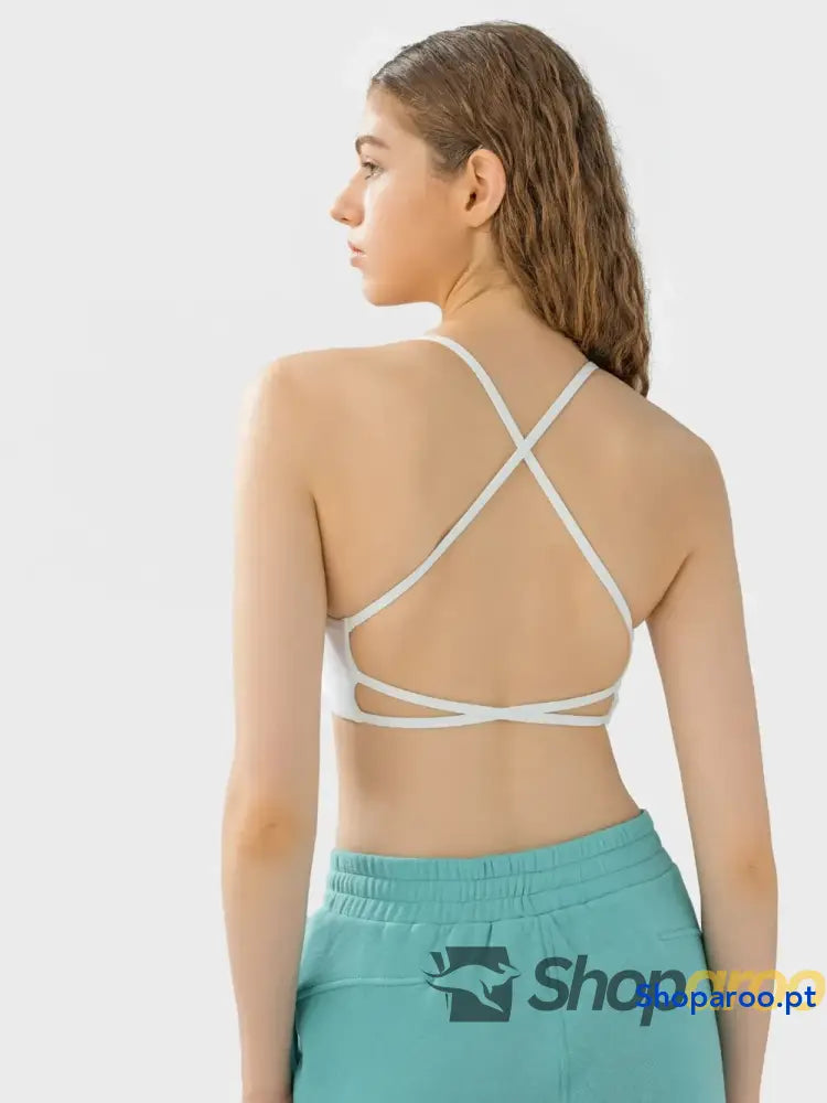 Millennia Crisscross Back Scoop Neck Active Cami with Detachable Chest Pads