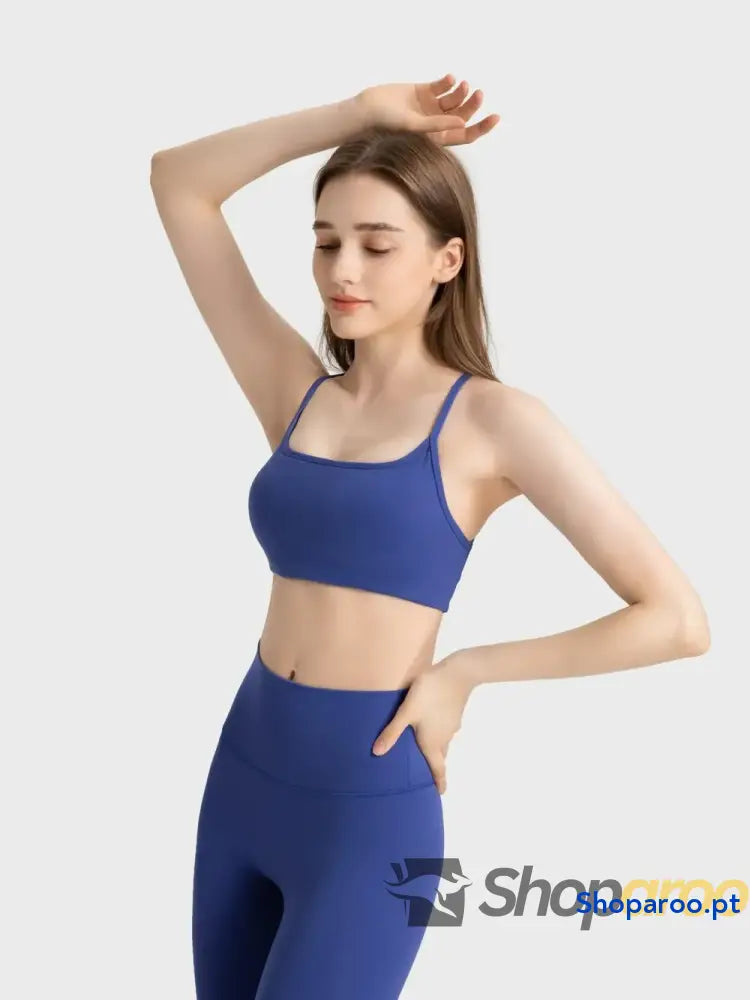 Millennia Crisscross Back Scoop Neck Active Cami with Detachable Chest Pads