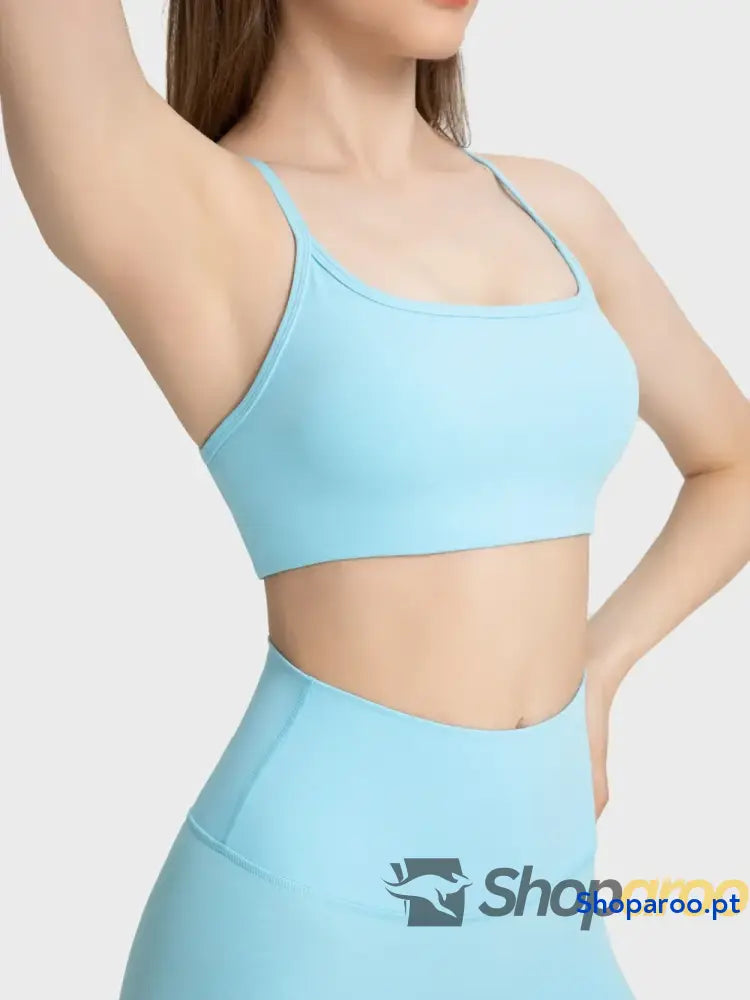 Millennia Crisscross Back Scoop Neck Active Cami with Detachable Chest Pads