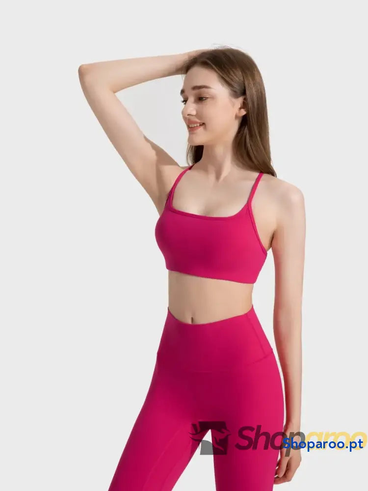 Millennia Crisscross Back Scoop Neck Active Cami with Detachable Chest Pads