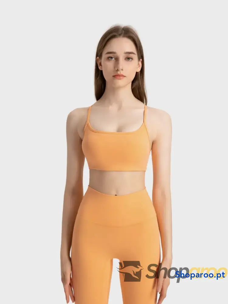 Millennia Crisscross Back Scoop Neck Active Cami with Detachable Chest Pads