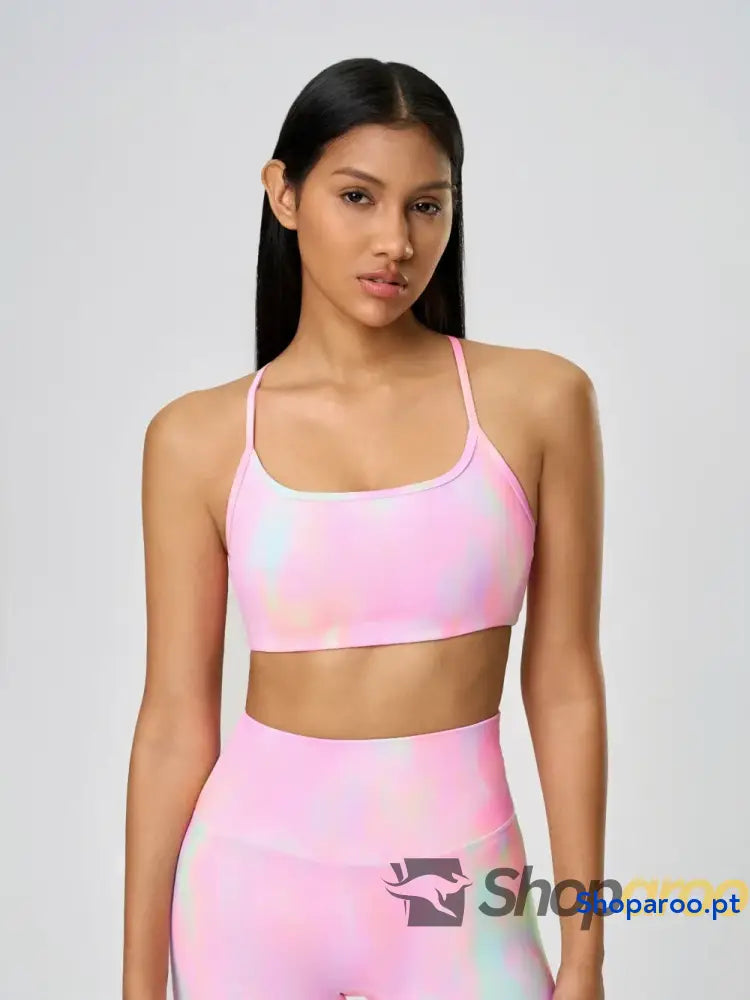 Millennia Crisscross Back Scoop Neck Active Cami with Detachable Chest Pads