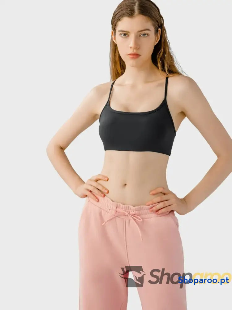 Millennia Crisscross Back Scoop Neck Active Cami with Detachable Chest Pads