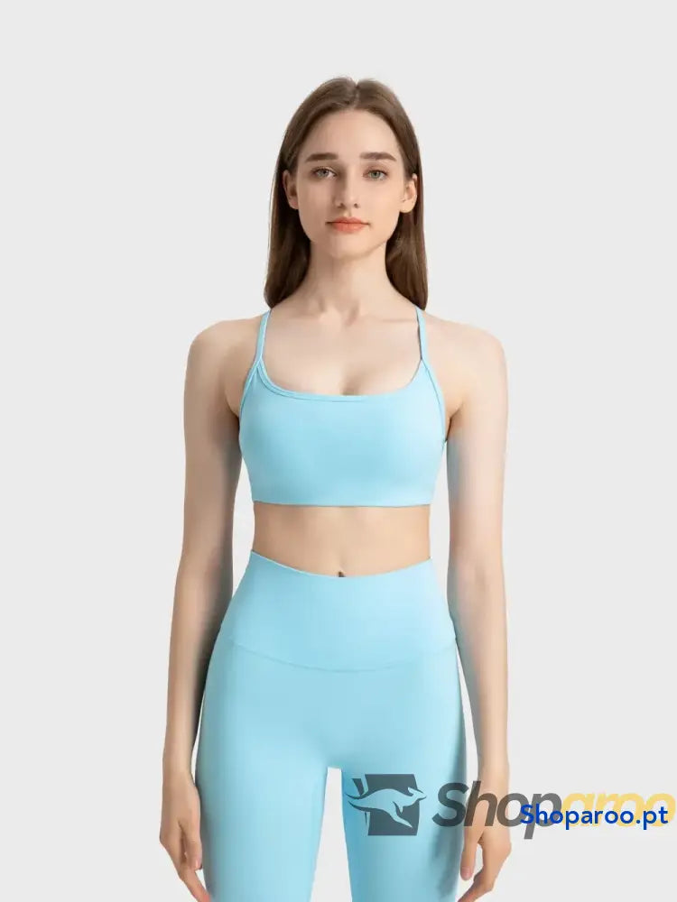 Millennia Crisscross Back Scoop Neck Active Cami with Detachable Chest Pads