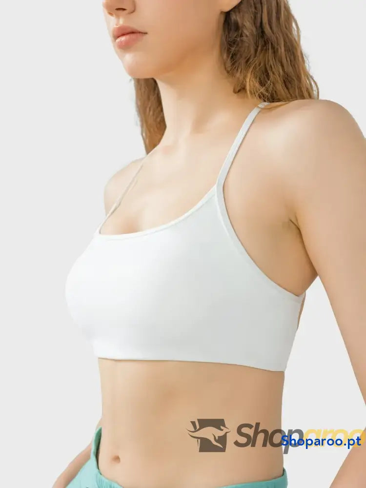 Millennia Crisscross Back Scoop Neck Active Cami with Detachable Chest Pads